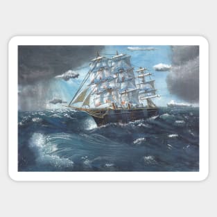 Sailing ship in a storm Sticker